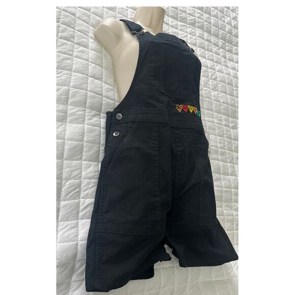HUMBERTO CRUZ Womens Shortalls XS Black Denim Rainbow Hearts TARGET PRIDE - Picture 3 of 12